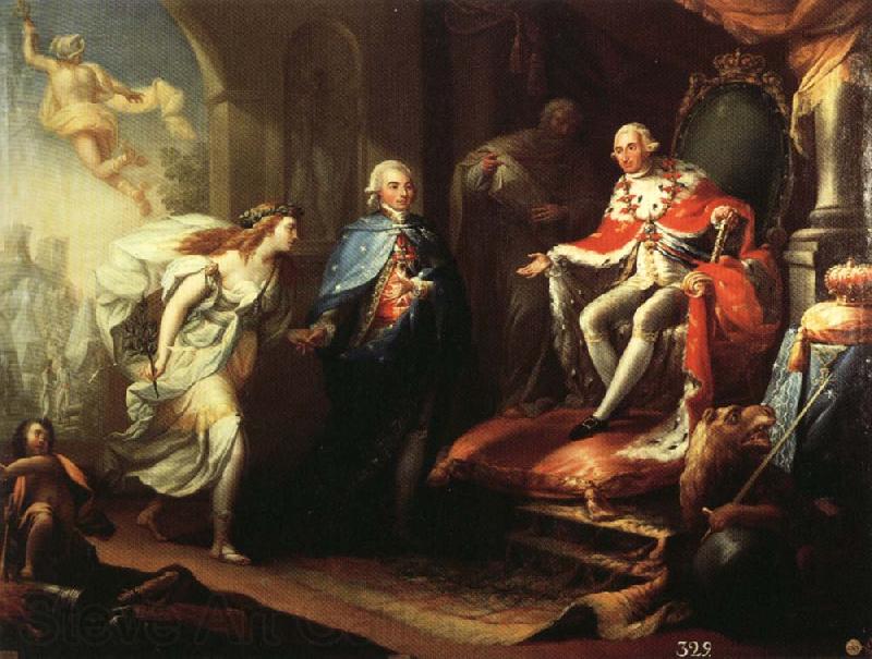 Jose Aparicio Inglada Godoy Presenting Peace to Charles IV Norge oil painting art